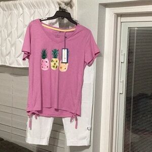 Pink Pant and Shirt with Pineapple Print